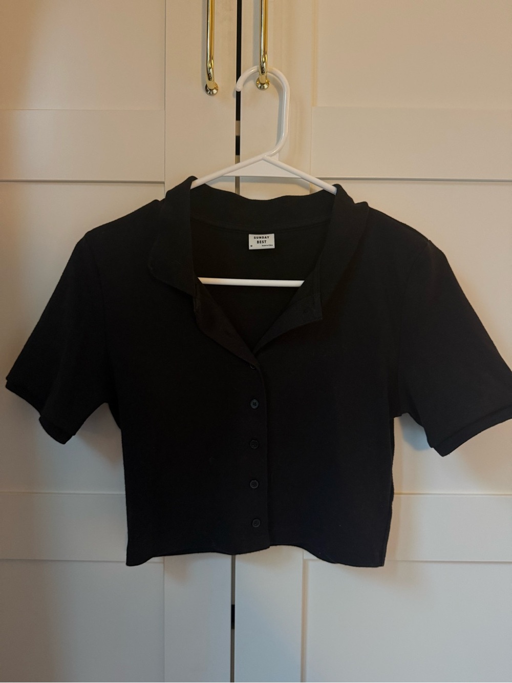 Aritzia / Sunday Best Black Cropped Button-Up Top